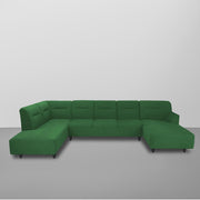 Ragno 8 Seater U Shape Sofa Set for Living Room (Green Fabric) Premium Fabric Sofa