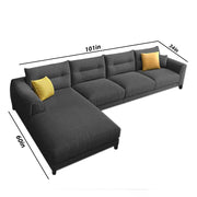 Hazer 6 Seater Sofa Set for Living Room (Black Fabric) Left Side Sofa