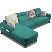 Amanda LHS 6 Seater L Shape,Sofa Set for Living Room (Turquise Fabric)