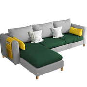 Asser LHS 4 Seater L Shape Sofa Set for Living Room (Green Grey) Premium Fabric Sofa