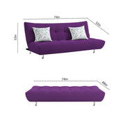 Drantly 3 Seater Sofa Cum Bed for Living Room (Purple Fabric Color) Premium Suede Velvet Fabric Sofa Cum Bed for Living Room