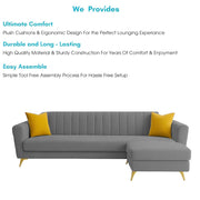 Grayon 3 Seater Convertible Sofa Set for Living Room, 3 Seater & Ottoman Modular Sectional Couch for Small Space (Black Colour) Fabric Sofa Set