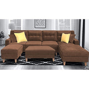 Casaliving Mallan RHS 8 Seater L Shape Sofa Set with Ottoman for Living Room (Blue Grey Fabric)