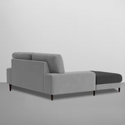 Latieo LHS 2 Seater Lounger L Shape Sofa Set for Living Room (Black Grey) Premium Fabric Sofa
