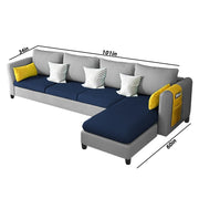 Asser RHS 6 Seater L Shape Sofa Set for Living Room (Blue Grey) Premium Fabric Sofa
