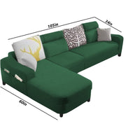 Amanda LHS 6 Seater L Shape,Sofa Set for Living Room (Green Fabric)