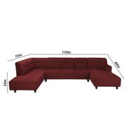 Ragno 8 Seater U Shape Sofa Set for Living Room (Maroon Fabric) Premium Fabric Sofa
