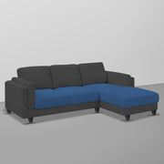 Casaliving Logan RHS 4 Seater L Shape Sofa Set for Living Room (Blue Black Fabric) Premium Fabric Sofa