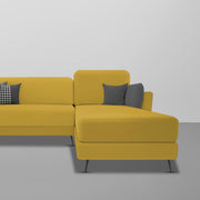 Arlond RHS 4 Seater L Shape Sofa Set for Living Room (Yellow Fabric) Premium Fabric Sofa