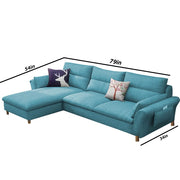 Hudson 4 Seater L Shape Sofa Set for Living Room (Blue Fabric) Left Side