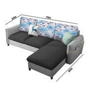 Andon 4 Seater L Shape Sofa Set for Living Room (Black Grey) Right Side Sofa