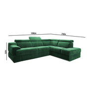 Elldona RHS 6 Seater Corner L Shape Sofa Set for Living Room (Green) Premium Fabric Sofa