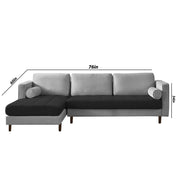 Casaliving Aezra LHS 4 Seater L Shape Sofa Set for Living Room (Black Grey Fabric) Premium Fabric Sofa
