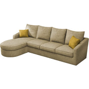 Shrank Round Lounger L Shape 6 Seater Sofa Set for Living Room (Cream) Fabric Sofa | LHS