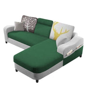 Amanda RHS 4 Seater L Shape,Sofa Set for Living Room (Green Grey Fabric)
