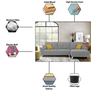 Antonio RHS4 Seater L Shape Sofa Set for Living Room (Grey Premium Fabric)