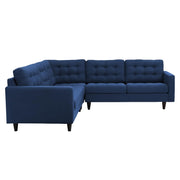 Adonway 6 Seater L Shape Sofa Set with Center Table for Living Room (Blue) Premium Fabric Sofa