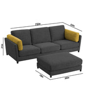 Nairo 4 Seater Interchangeable L Shape Sofa with Ottoman for Living Room (Black Fabric)