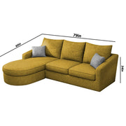 Shrank Round Lounger L Shape 4 Seater Sofa Set for Living Room (Yellow) Fabric Sofa | LHS