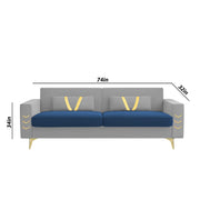 Ivary 3 Seater Sofa Set for Living Room (Black Colour) Premium Fabric Sofa