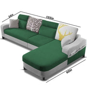 Amanda RHS 6 Seater L Shape,Sofa Set for Living Room (Green Grey Fabric)