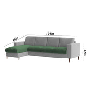 Charmi LHS 6 Seater L Shape Sofa Set for Living Room (Green Grey Fabric) Premium Fabric Sofa