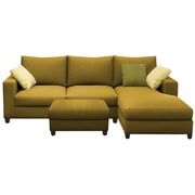 Rihan 4 Seater L Shape Sofa Set with Ottoman for Living Room (Yellow Fabric) Right Side Sofa