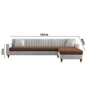 Garcia LHS 6 Seater L Shape Sofa Set for Living Room (Black Grey - Colour) Premium Fabric Sofa Set