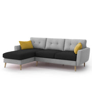 Lizel LHS 4 Seater L Shape Sofa Set for Living Room (Black Grey Fabric) Premium Velvet Fabric Sofa
