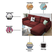 Andon 4 Seater L Shape Sofa Set for Living Room (Maroon Fabric) Right Side Sofa