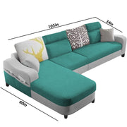 Amanda LHS 6 Seater L Shape,Sofa Set for Living Room (Turquise Grey Fabric)