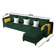 Asser RHS 6 Seater L Shape Sofa Set for Living Room (Green) Premium Fabric Sofa