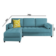 Sthone LHS 6 Seater L Shape Sofa Set for Living Room (Turquise Fabric)