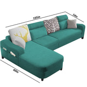 Amanda LHS 6 Seater L Shape,Sofa Set for Living Room (Turquise Fabric)