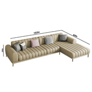 Casaliving Herrick RHS 6 Seater L Shape Sofa Set with 2 Puffy for Living Room (Cream Colour) Premium Velvet Fabric Sofa Set