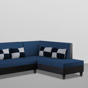 Nordy RHS 6 Seater L Shape Sofa Set for Living Room (Blue Black Colour) Premium Fabric Sofa Set