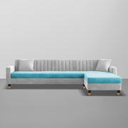 Garcia LHS 6 Seater L Shape Sofa Set for Living Room (Black Grey - Colour) Premium Fabric Sofa Set