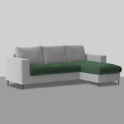 Charmi RHS 4 Seater L Shape Sofa Set for Living Room (Green Grey Fabric) Premium Fabric Sofa