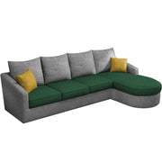 Shrank Round Lounger L Shape 6 Seater Sofa Set for Living Room (Green Grey) Fabric Sofa | RHS