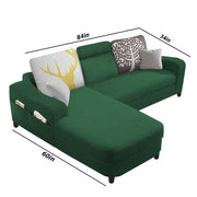 Amanda LHS 4 Seater L Shape,Sofa Set for Living Room (Green Fabric)