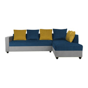 Rio 6 Seater L Shape Sofa for Living Room | Color - Blue Grey Fabric| Right Side Sofa