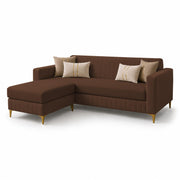 Casaliving Daxos 4 Seater L Shape Sofa Set with Movable Ottoman | Flexible Left or Right Layout | Cozy Velvet Fabric | Soft Touch Seating | Modern Designer Sofa for Living Room (Black)