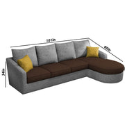 Shrank Round Lounger L Shape 6 Seater Sofa Set for Living Room (Brown Grey) Fabric Sofa | RHS