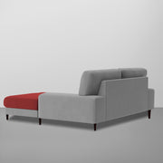 Latieo RHS 2 Seater Lounger L Shape Sofa Set for Living Room (Maroon Grey) Premium Fabric Sofa