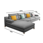 Hudson 6 Seater L Shape Sofa Set for Living Room (Grey Fabric) Left Side