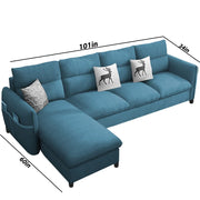 Andon 6 Seater L Shape Sofa Set for Living Room (Light Blue Fabric) Left Side Sofa