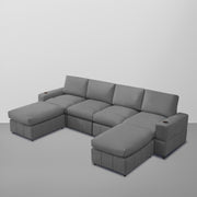 Rone 6 Seater L-Shaped & U-Shaped Sofas Set for Living Room – (Dark Grey Colour Fabric) Premium Comfort Sofa