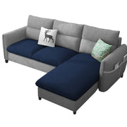 Andon 4 Seater L Shape Sofa Set for Living Room (Blue Grey Fabric) Right Side Sofa