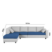 Dorian LHS 6 Seater L Shape Sofa Set for Living Room (Blue Grey Fabric) Premium Fabric Sofa