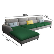 Francis 6 Seater Sofa Set for Living Room (Green Grey Fabric) Left Side Sofa